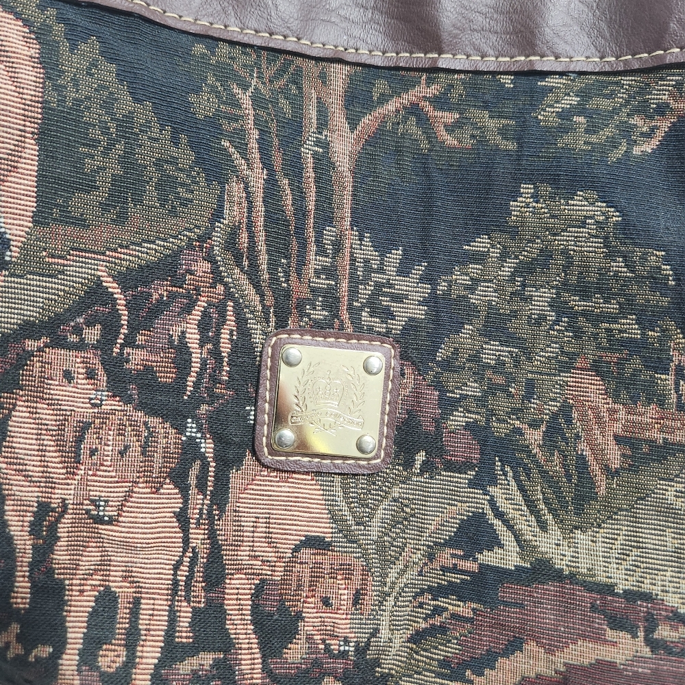 Capezio Travel Tote Bag Vintage Horse and Dog Forest Scene - Picture 2 of 7